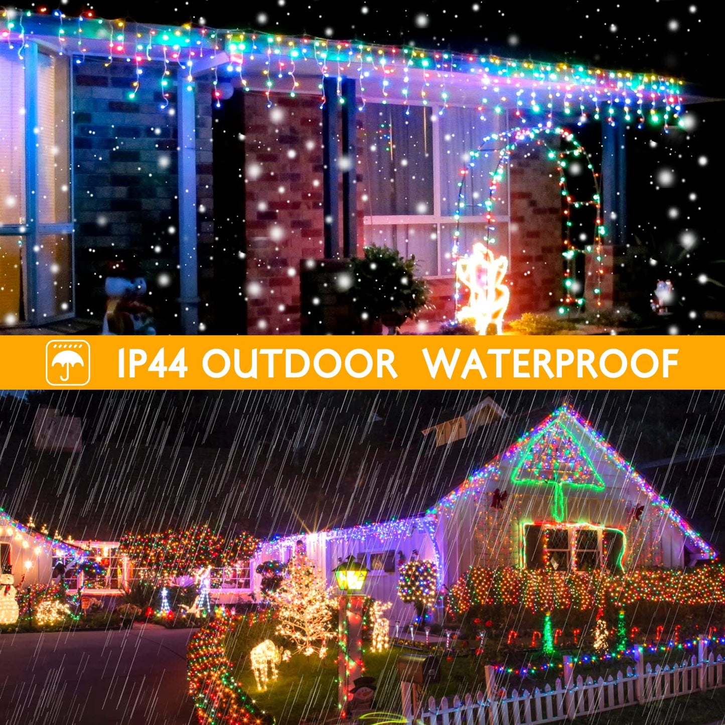 AGIRL 400 LED Icicle Lights Outdoor 32.8Ft Waterproof Multicolor Fairy String Lights for Christmas, Model GP-SW240DC0250-IP44