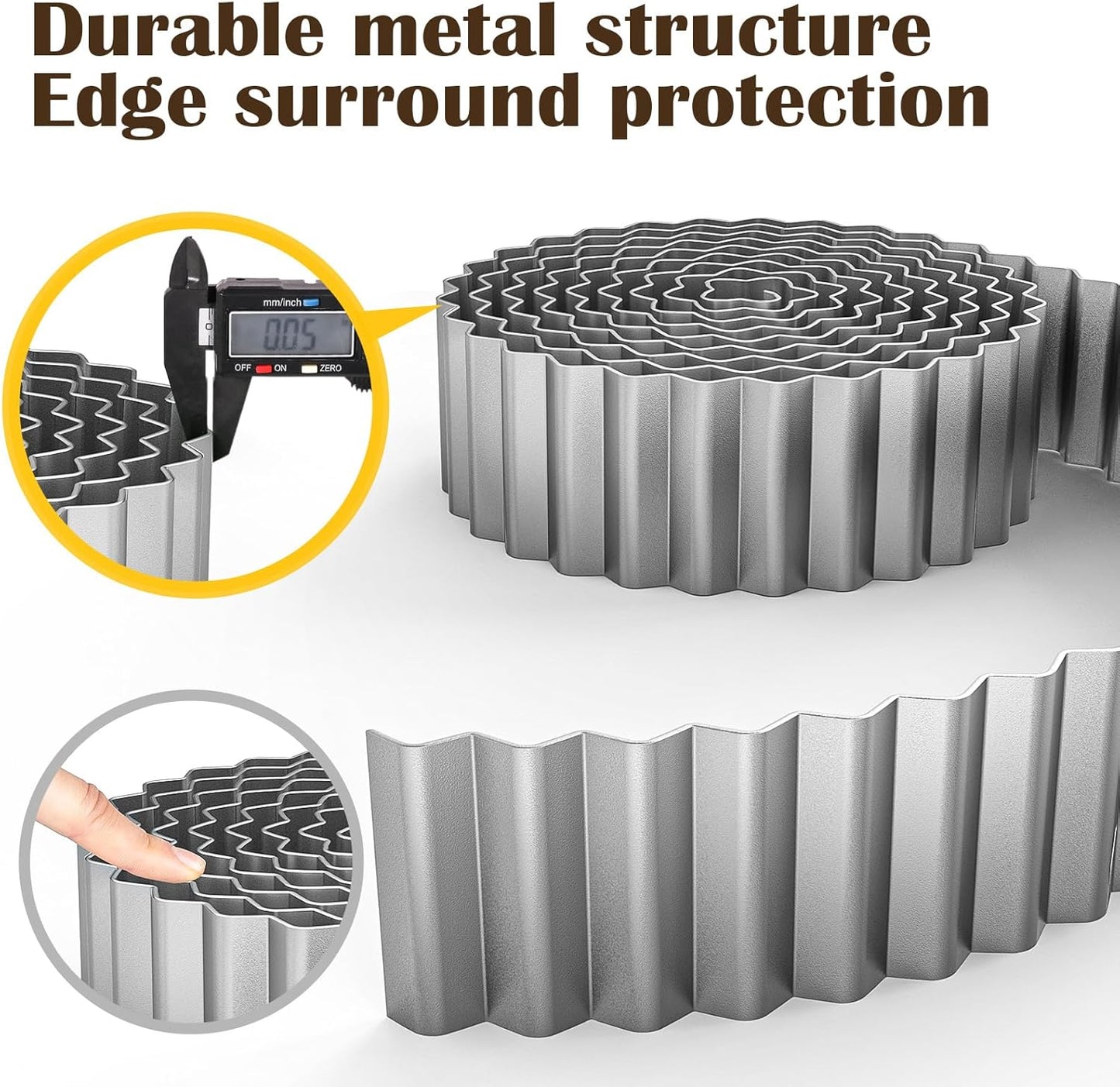 LAVEVE Corrugated Metal Garden Edging 3" x 100Ft, Landscape Edging Border for Lawn, Flower Bed, Garden Fence, Paver Edging (Silver)