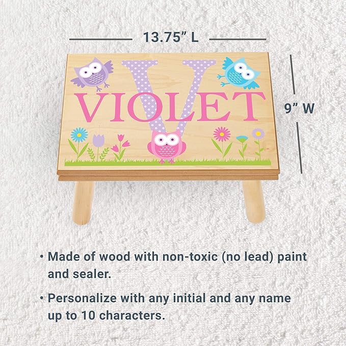 Let’s Make Memories Personalized My Own Name Step Stool - Children’s Step Stool - Sturdy Wood – Non-Toxic Paint, Sealer - Dinosaur Design - Gray - 14’Wx9.25”Lx8.75”H - Ages 3+