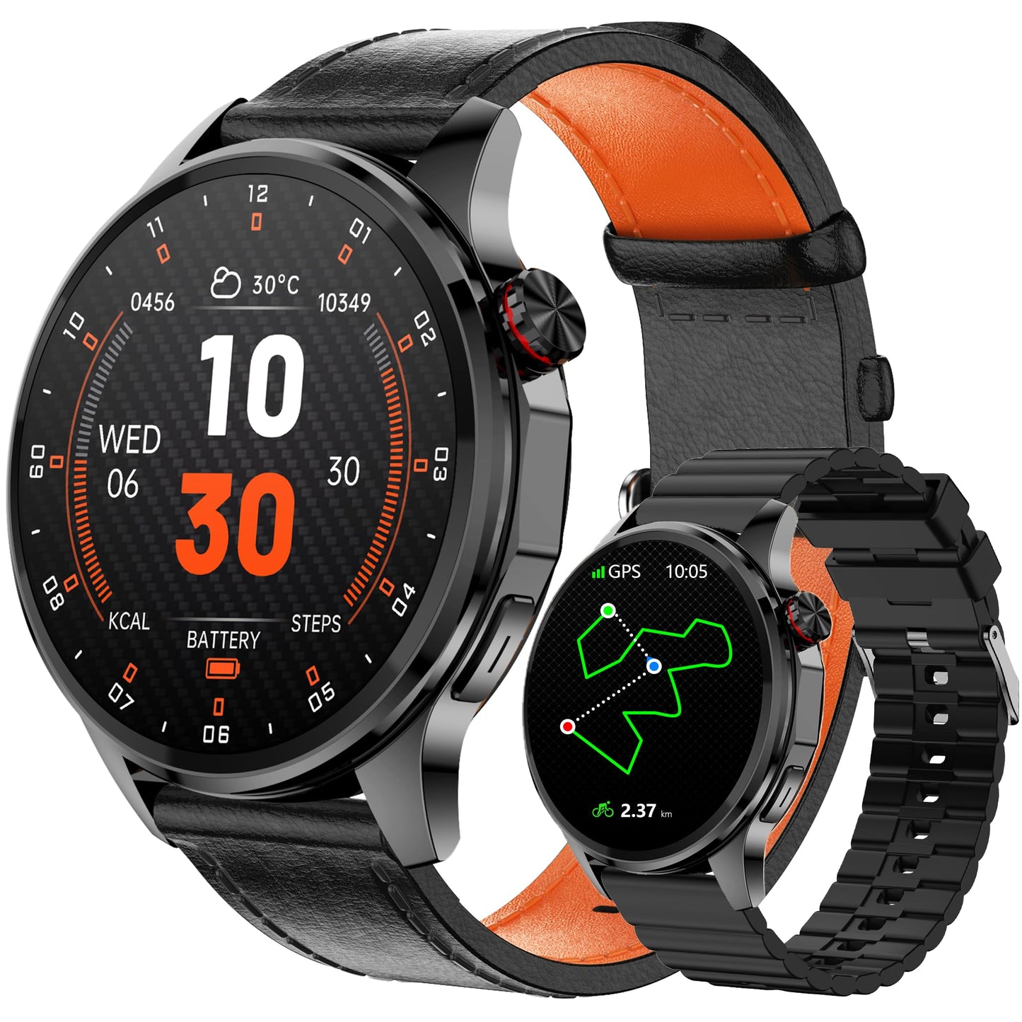 Smart Watch for Men Built-in GPS, 1.46" AI Smartwatch with Health Monitor for Android Phones/iPhone, 100+ Sport Modes Fitness Tracker with Compass/Altitude/Barometer,Bluetooth Call/Text Reply(2 Bands)