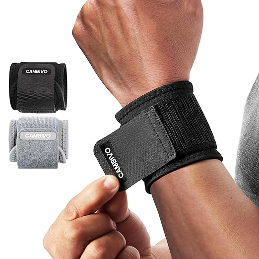 CAMBIVO Wrist Wraps for Men and Women 2 Pack, Adjustable Compression Wrist Brace for Carpal Tunnel, Wrist Support, Pain Re...