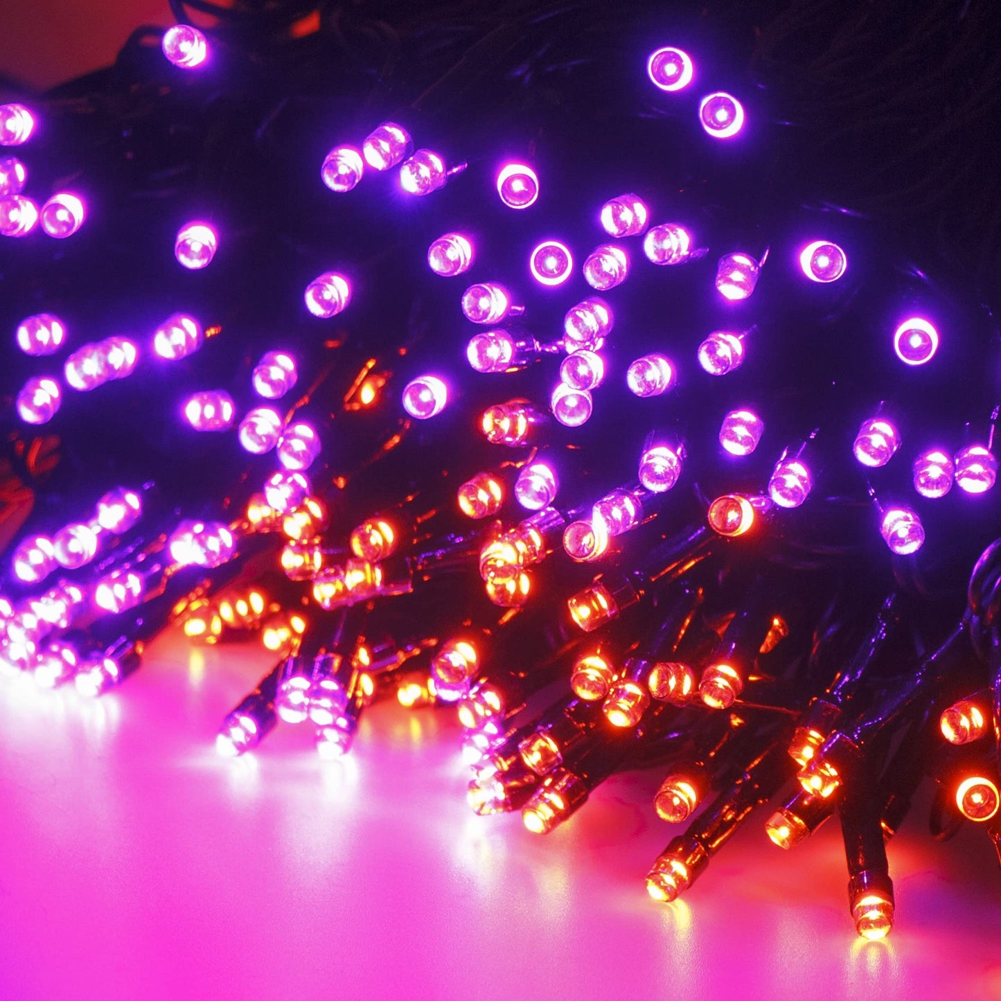 LJLNION 300 LED Halloween String Lights, 98.5FT, Waterproof, 8 Modes, Purple & Orange, Model HB-300COI