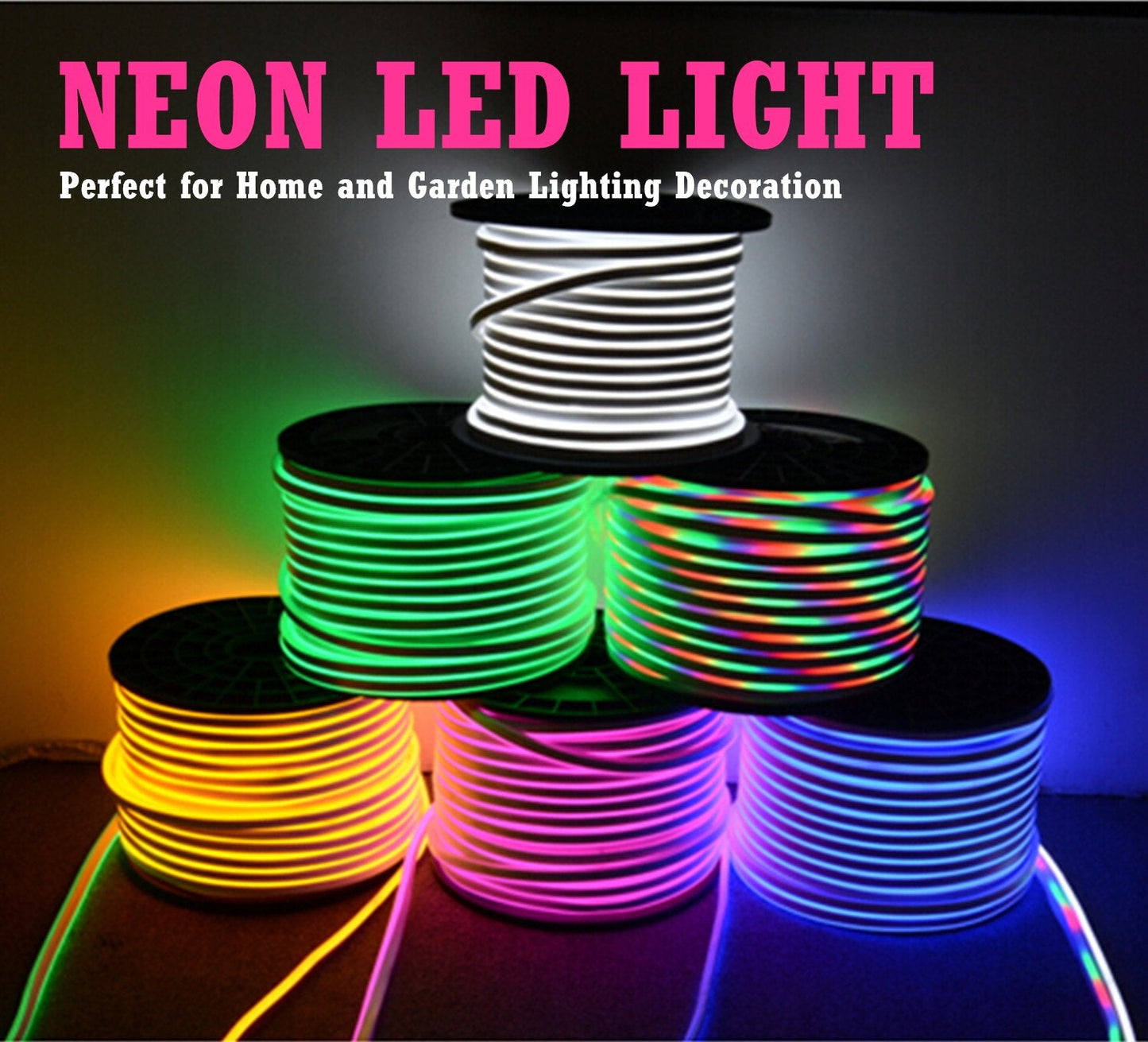 IEKOV LED Neon Light - Dimmable Waterproof 2835 SMD Strip, 40m (131.2ft), Pink, Model: NEON LIGHT-P-40M