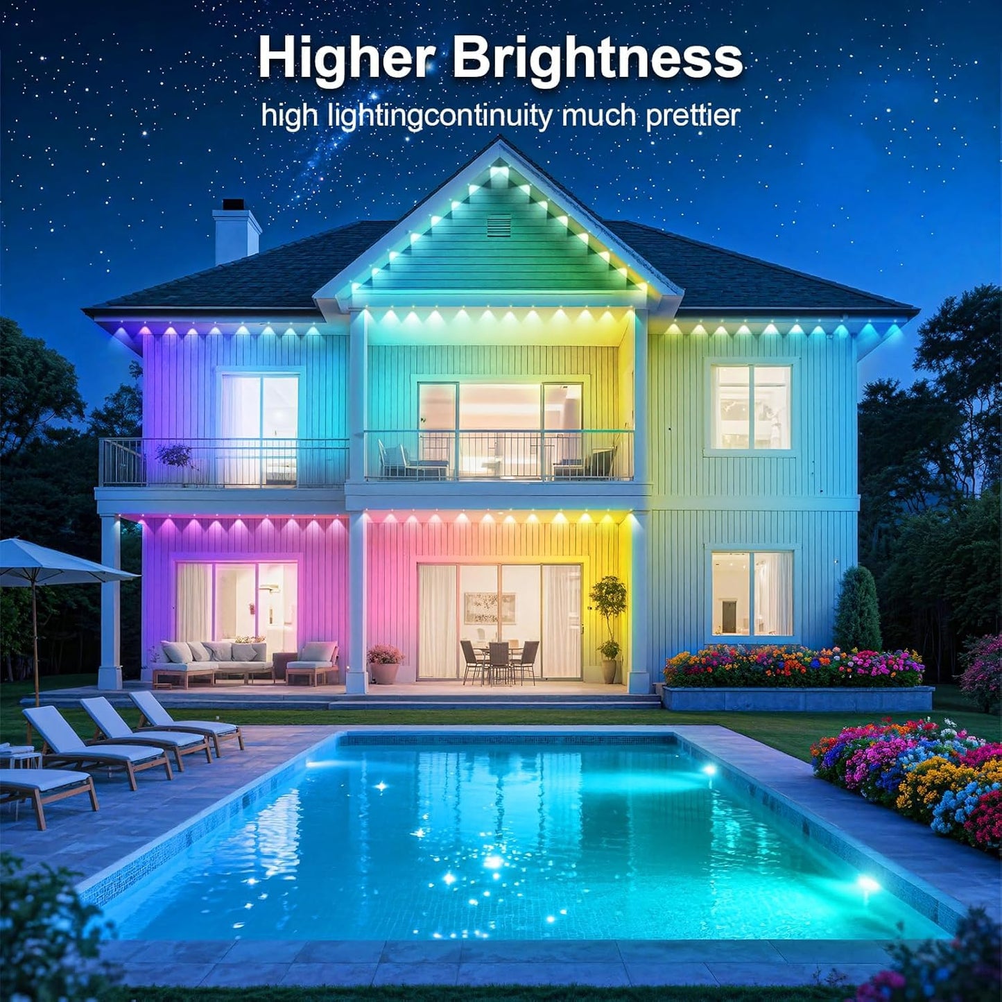 Ceteluma 500Ft Permanent Outdoor Lights For House Waterproof  Ip67 Led Eave Lights With App/Remote Control  Outdoor Permanent Led Lighting For House Roof Decor Christmas Party All Holiday And Daily
