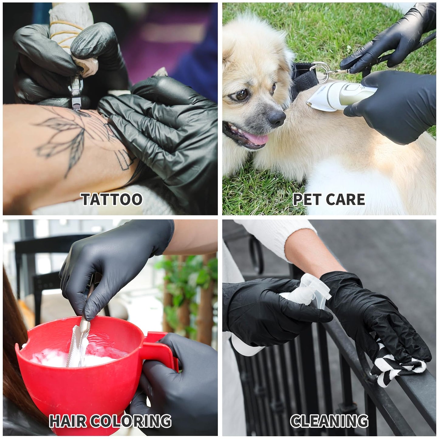 FINITEX Nitrile Disposable Latex-Free Gloves Black - 3.5mil 100PCS Powder-Free Cleaning Medical Exam Food Glove (Large)
