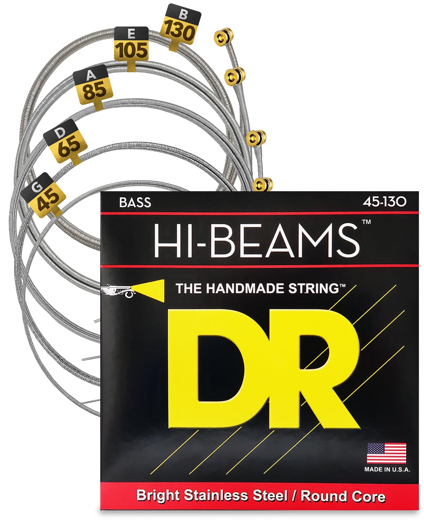 Dr Handmade Strings Dr Hi-Beam Round Core Medium 5 Bass Guitar Strings (Mr5-130)