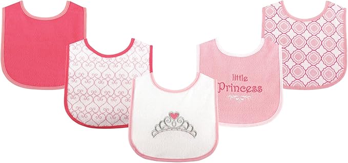 Luvable Friends Baby Cotton Terry Drooler Bibs with PEVA Back, Transportation, One Size