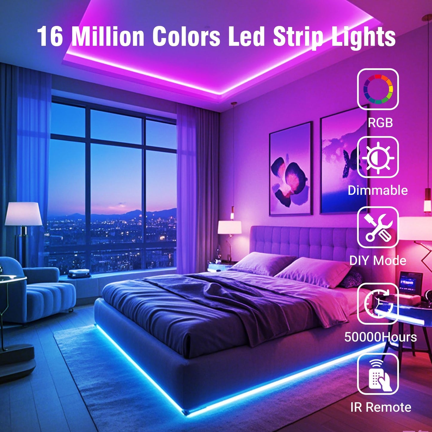 VOLIVO LED Strip Lights, 100ft Color Changing with IR Remote & App Control, RGB Music Sync, Multicolor, Model TCF0221524G-JA02