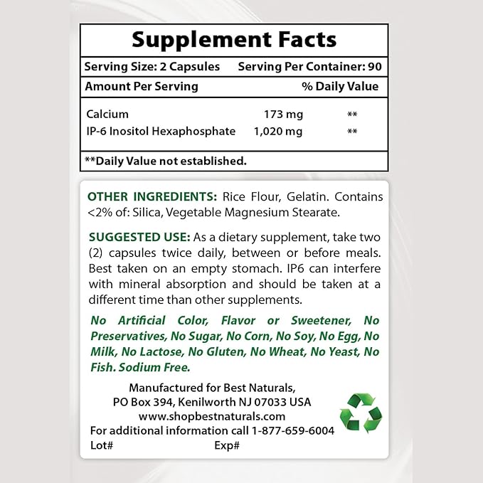Best Naturals IP-6 510 mg & Vitamin K2 (MK7) with D3