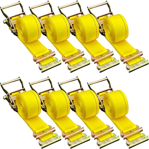 VEVOR E-Track Ratchet Straps, 8 Pack 2" x 15' Heavy Duty Cargo Tie-Downs, 4400 lbs Breaking Strength, Standard E Track Fit...