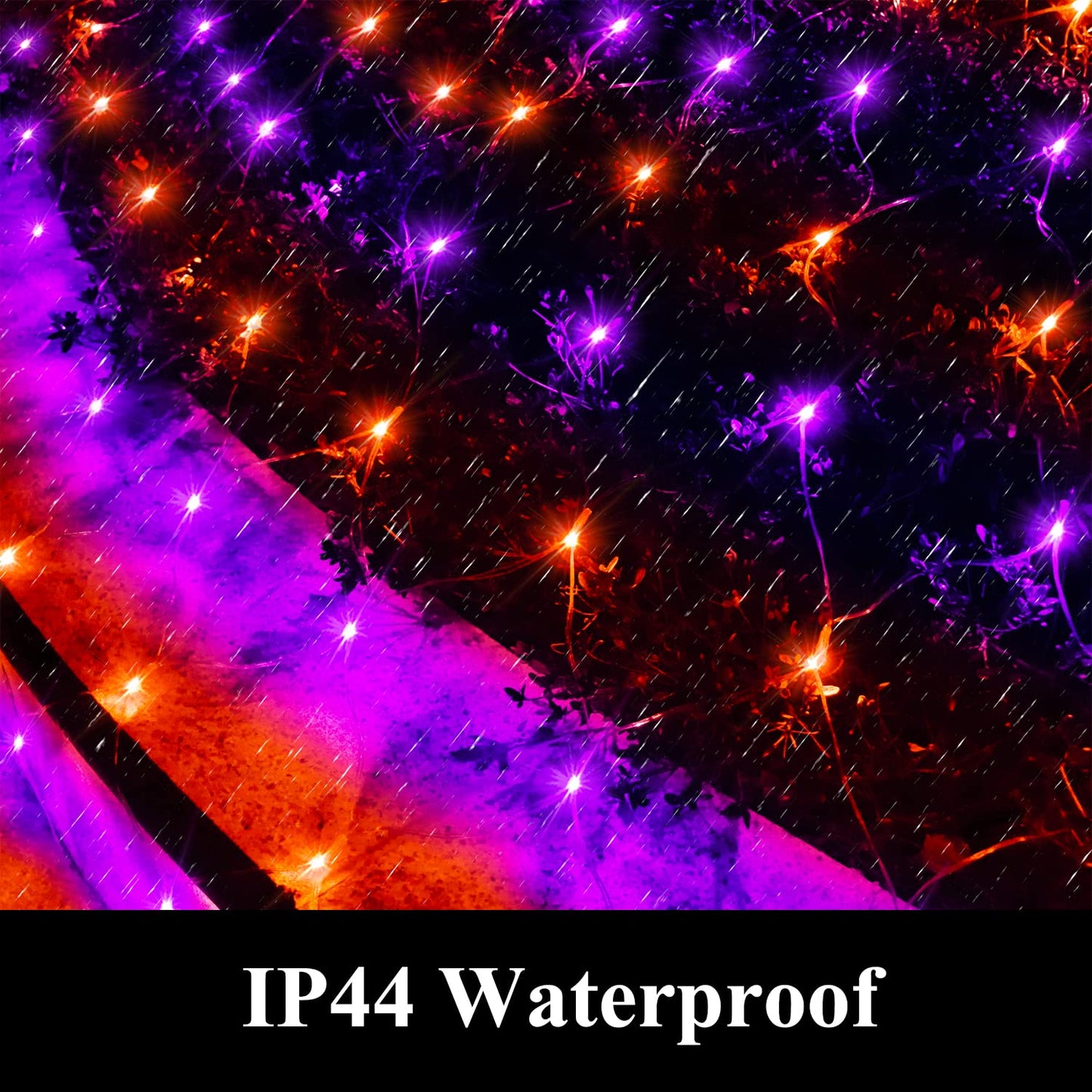 Led Net Light Halloween Decor Mesh Lights  240Led Timer Tree Warp Fairy Lights Outdoor Hanging String Light For Home  Bedroom  Christmas  Garden  Walkway  Bushes Decor-9.8Ft X 6.6Ft(Purple&Orange)