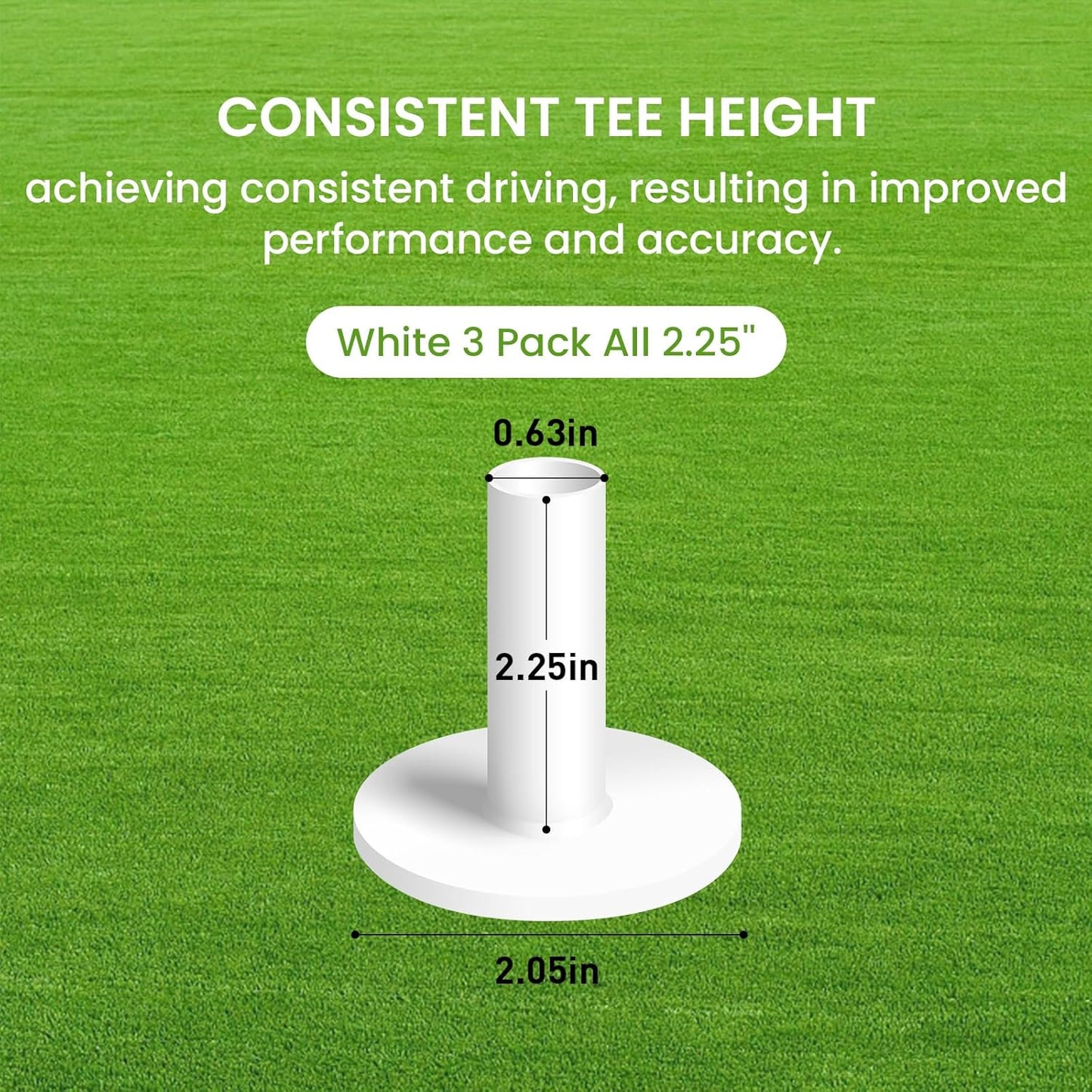 FINGER TEN Golf Rubber Tees Driving Range Value 3/4 Pack, Mixed or Same Size 1.5’’ 2.25’’ 2.75’’ 3’’ for Durable Practice Mat Holds Ball Well