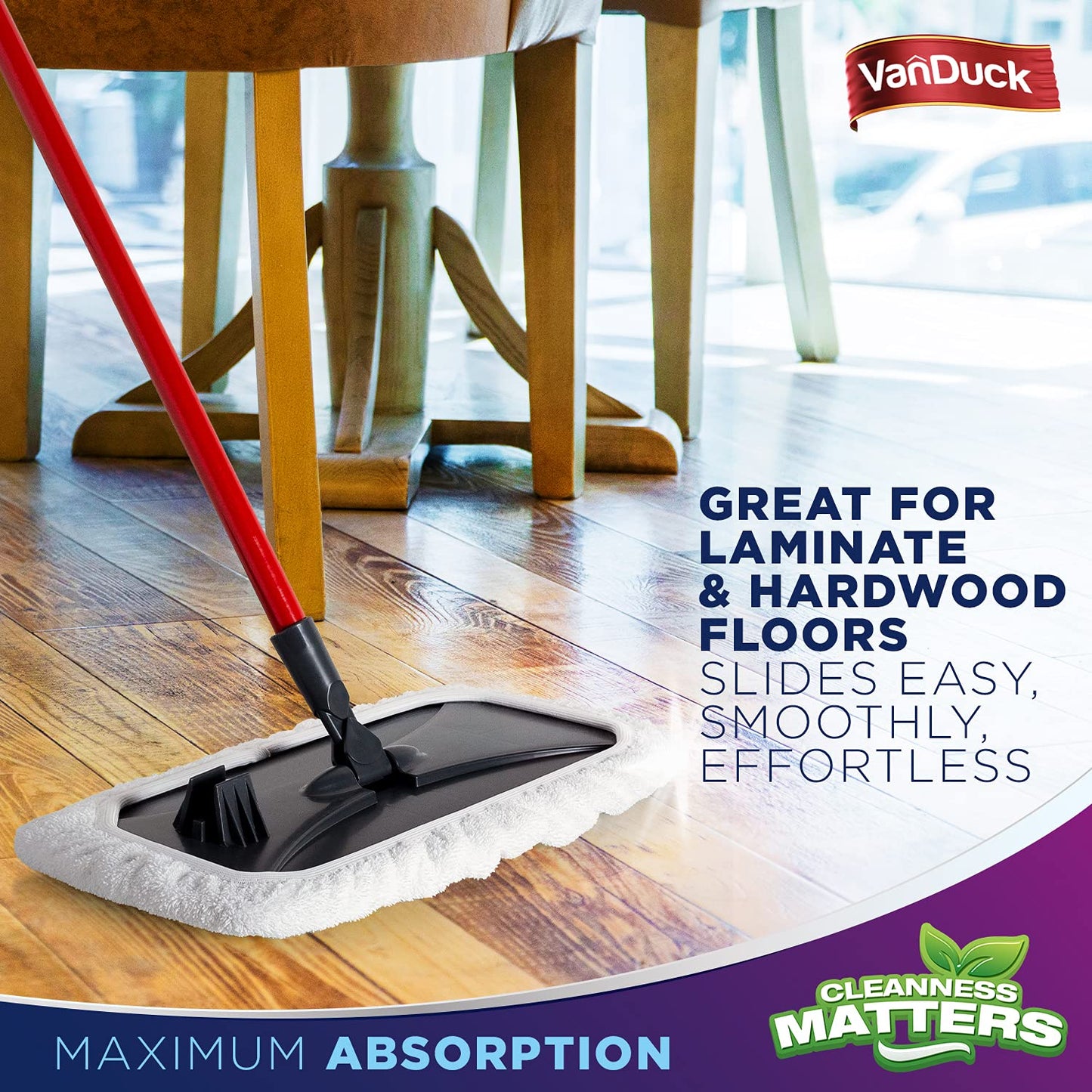 VanDuck 100% Cotton Pad Terry Cloth Mop Refills 15x8 inches, 2 Pack (Mop is Not Included)