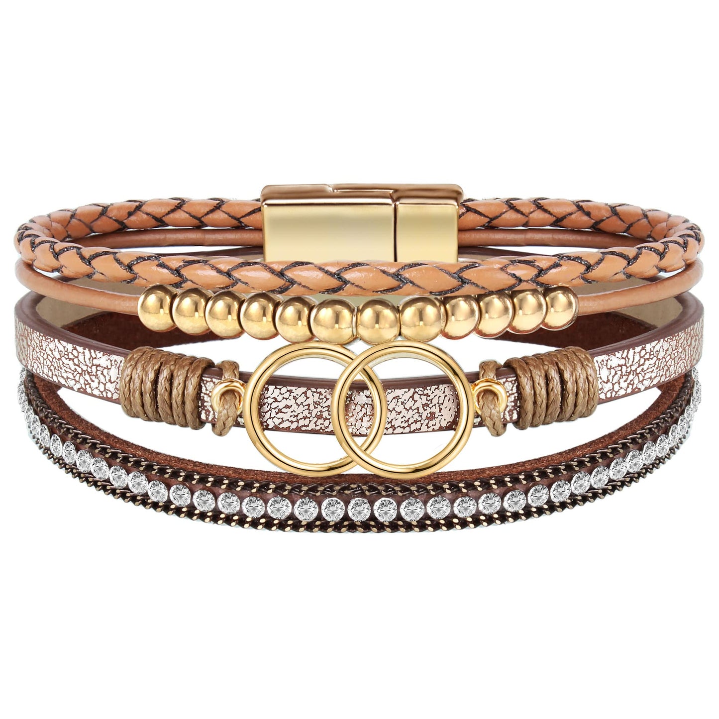 Sister Christmas Gifts, Wrap Bracelets for Women Inspirational Gifts for Women Brown Boho Leather Strand Bangle Best Friend Brac