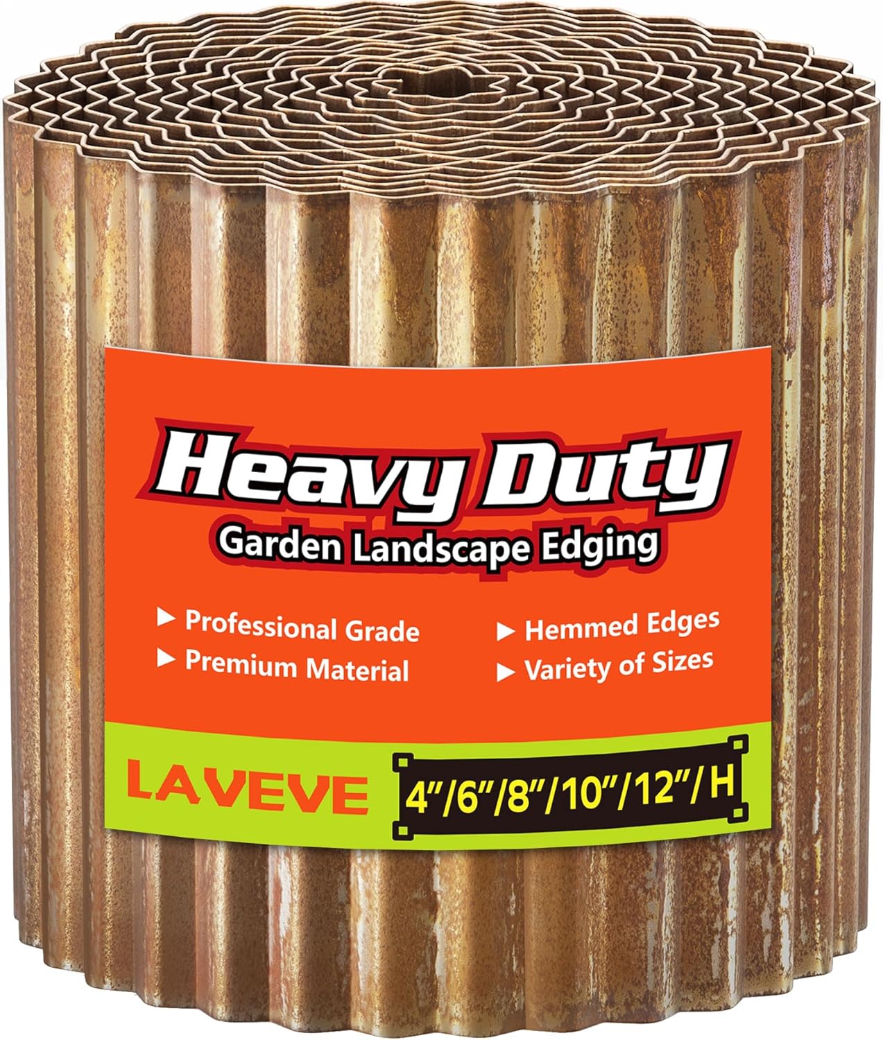LAVEVE Corrugated Metal Garden Edging 10" x 20Ft, Landscape Edging Border for Lawn, Flower Bed, Garden Fence, Paver Edging (Real Rusted)