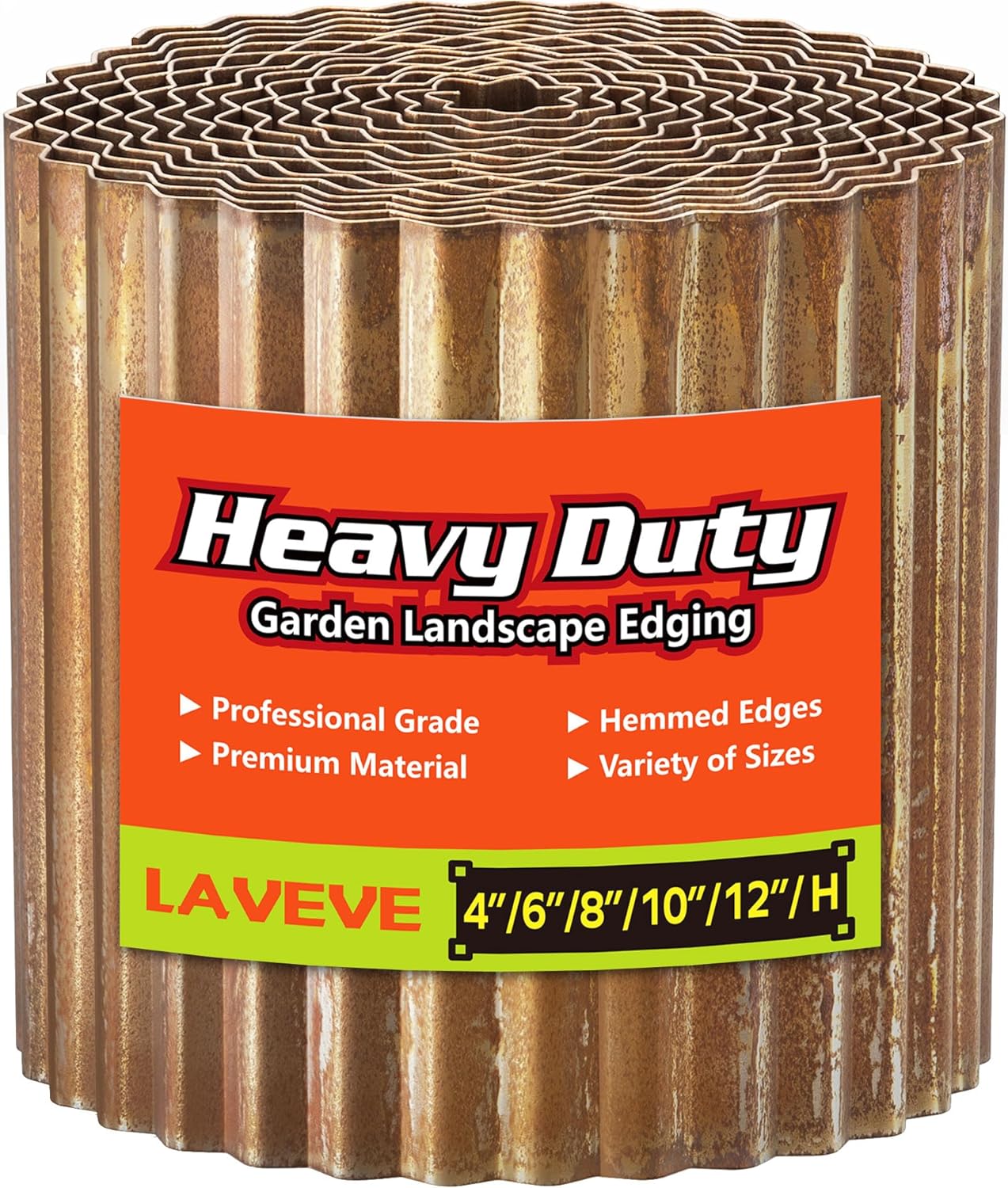 LAVEVE Corrugated Metal Garden Edging 6" x 20Ft, Landscape Edging Border for Lawn, Flower Bed, Garden Fence, Paver Edging (Real Rusted)