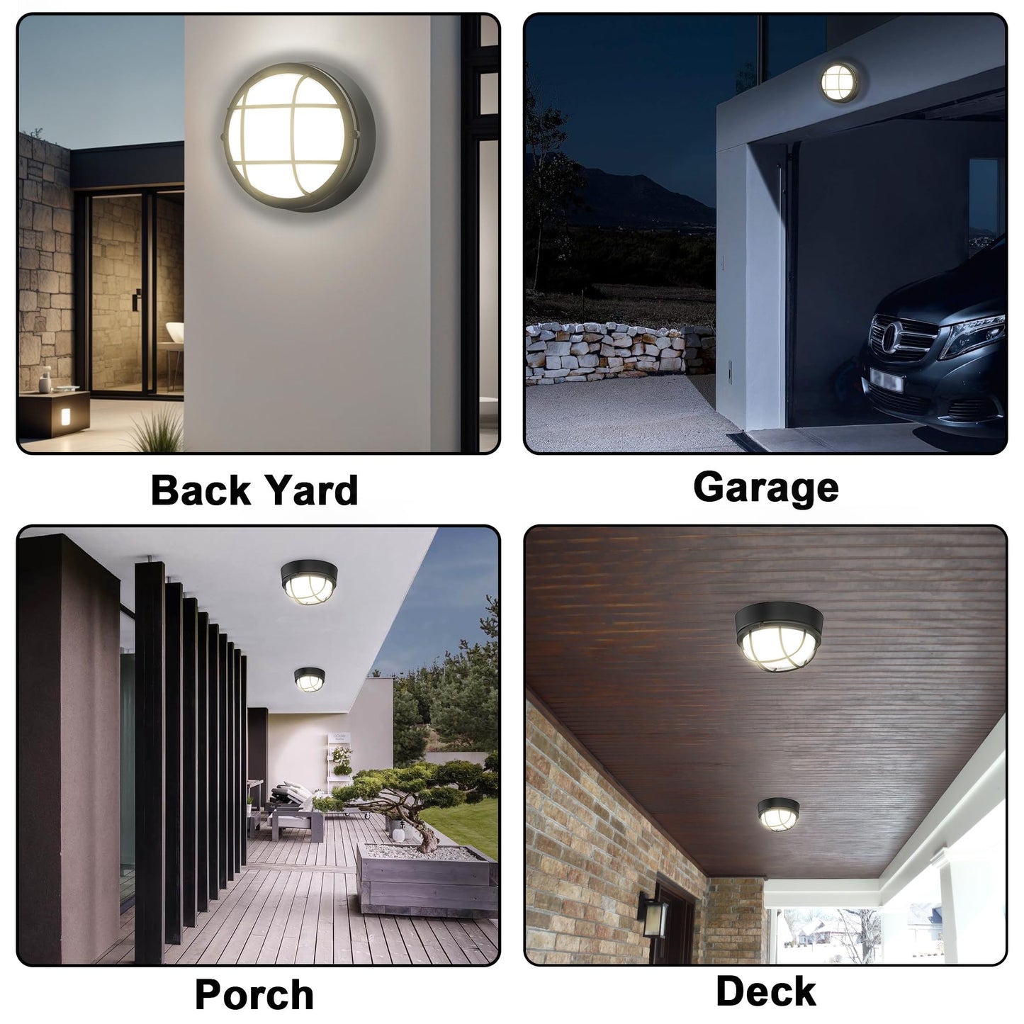 Faymart Lighting 8 Inch Black Round Bulkhead Led Light Set Of 2 Nautical Outdoor Lights Black Round Led Sauna Light 3000K 1500Lm 15W Outdoor 8 Nautical Bulkhead Wall Lights