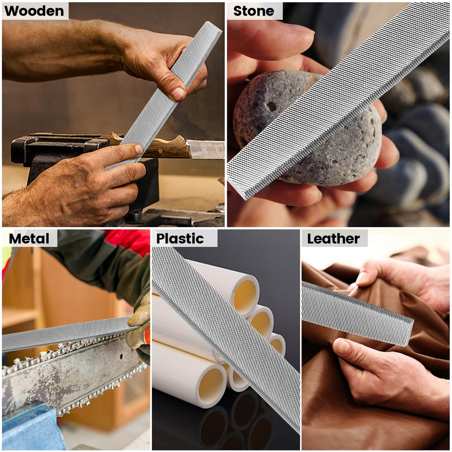 TOYIKOM 8 Inch Flat Hand Metal File, Metal Files for Steel with Ergonomic Handle, Durable High Carbon Steel Files Tools for Metal Wood and Stone Trimming, Shaping, Bastard File with Uniform Teeth