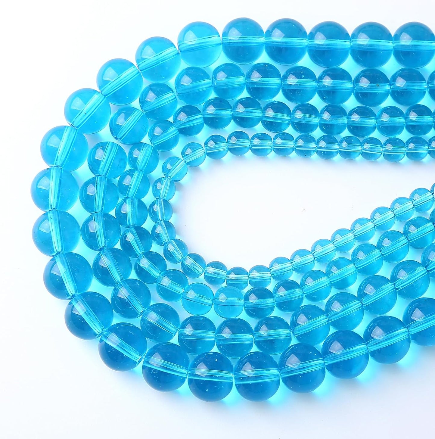 90pcs 4mm Topaz Blue Crystal Glass Round Loose Spacer Beads for Jewelry Making DIY Bracelet Necklace Healing Power Stone