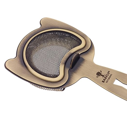 Barfly Fine Mesh Spring Strainer, Antique Gold