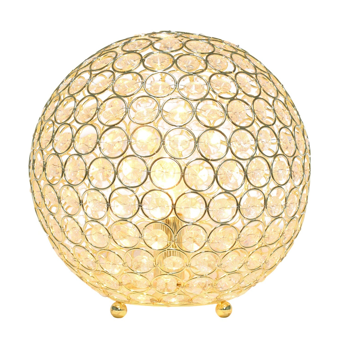 LALIA HOME Elipse Table Lamp, 10in Crystal, Gold, Model LHT-3013, for Living Room, Bedroom, Office, Home Décor