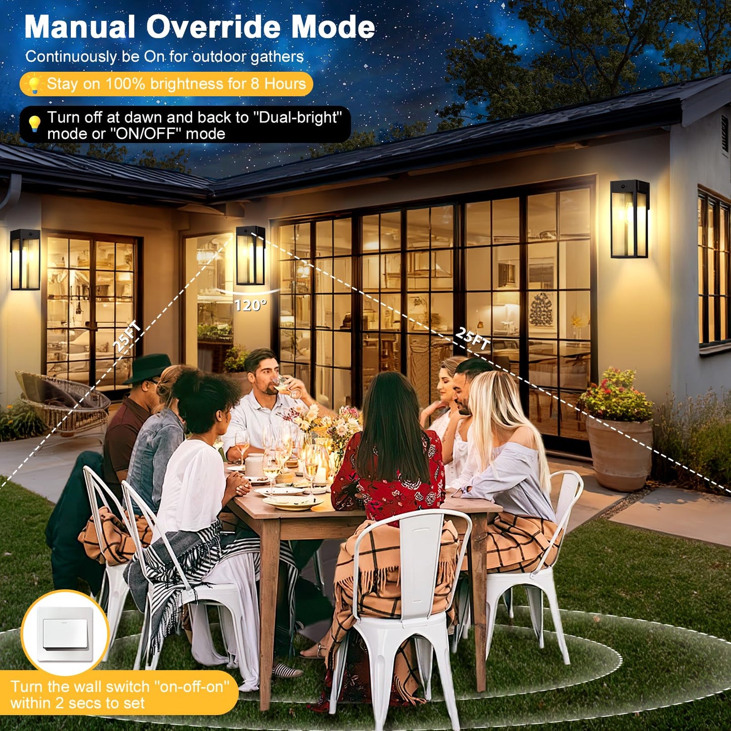 Oykyohei 2 Pack Large Porch Lights With Gfci Outlet  Dusk To Dawn Motion Sensor Outdoor Lights  2 Lighting Modes Waterproof Anti-Rust Wall Sconce Lantern  Outside Light For House  14.62 Inch