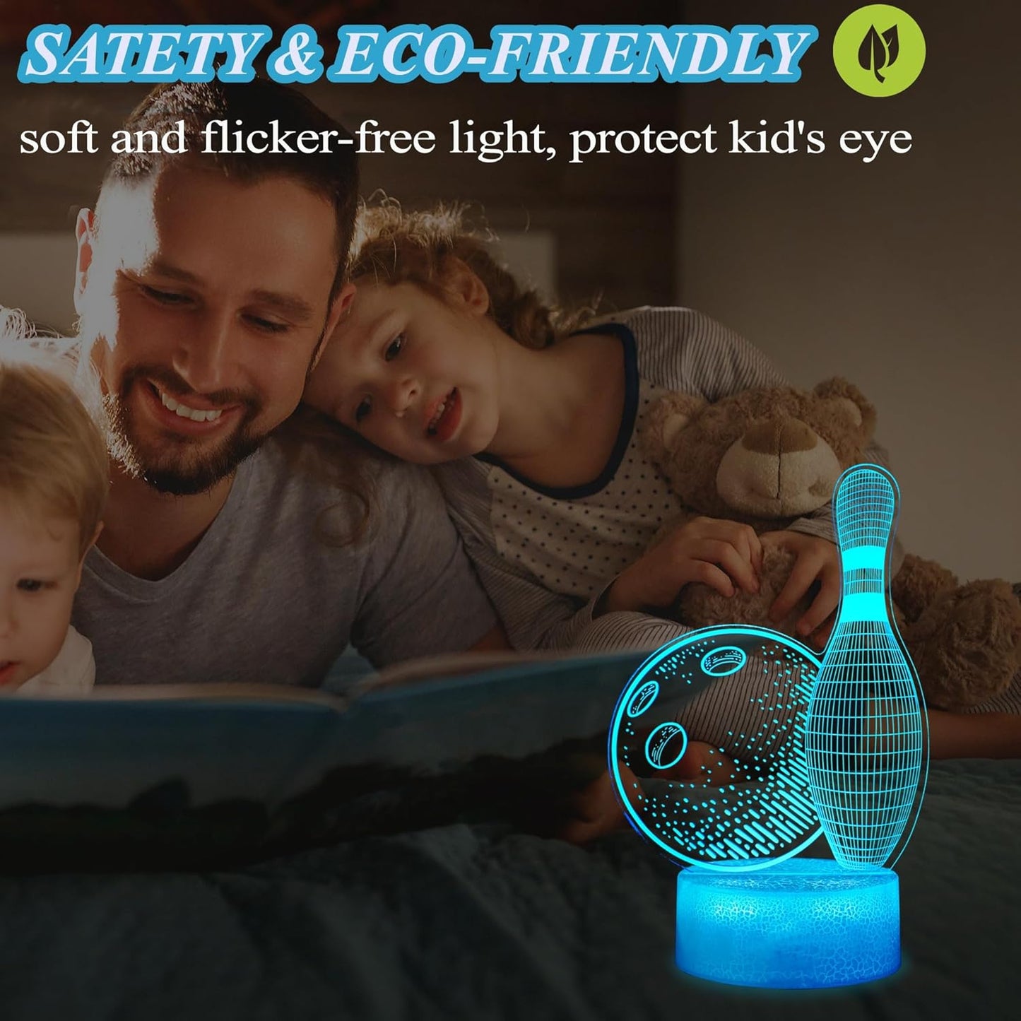 Bowling Night Light, Bowling Gifts 3D Illusion Lamp with 16 Colors Changing, Timer, 4 Flash Modes and Dimmable, Kids Boys Girls Room Decoration, Holiday Xmas Gifts