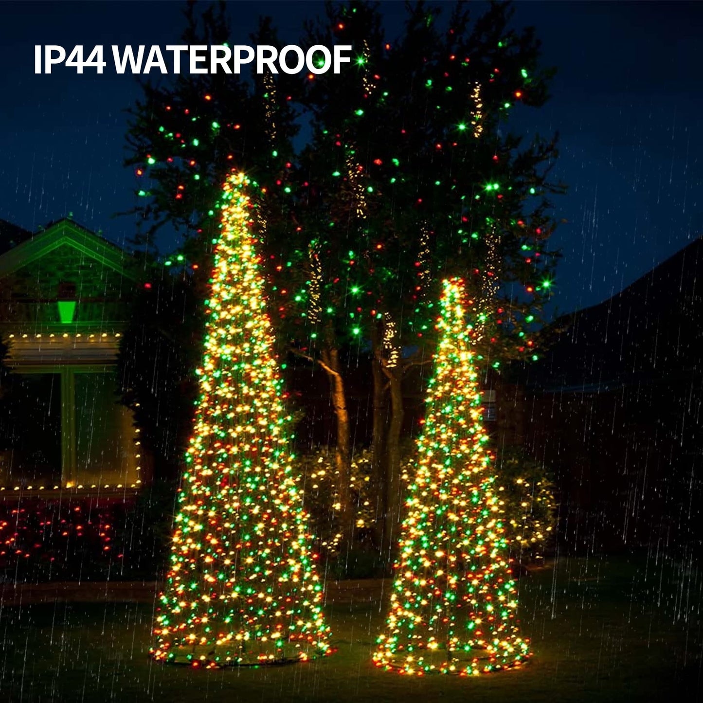 Dazzle Bright RGB String Lights, 66ft 200 LED, Remote & Timer, Indoor Outdoor Christmas Decorations