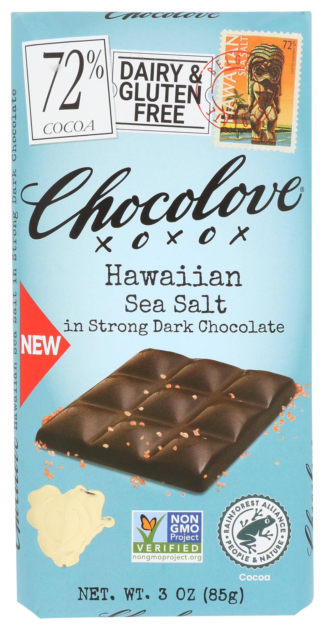 Chocolove Hawaiian Sea Salt 72% Dark Chocolate Bar  3 Oz