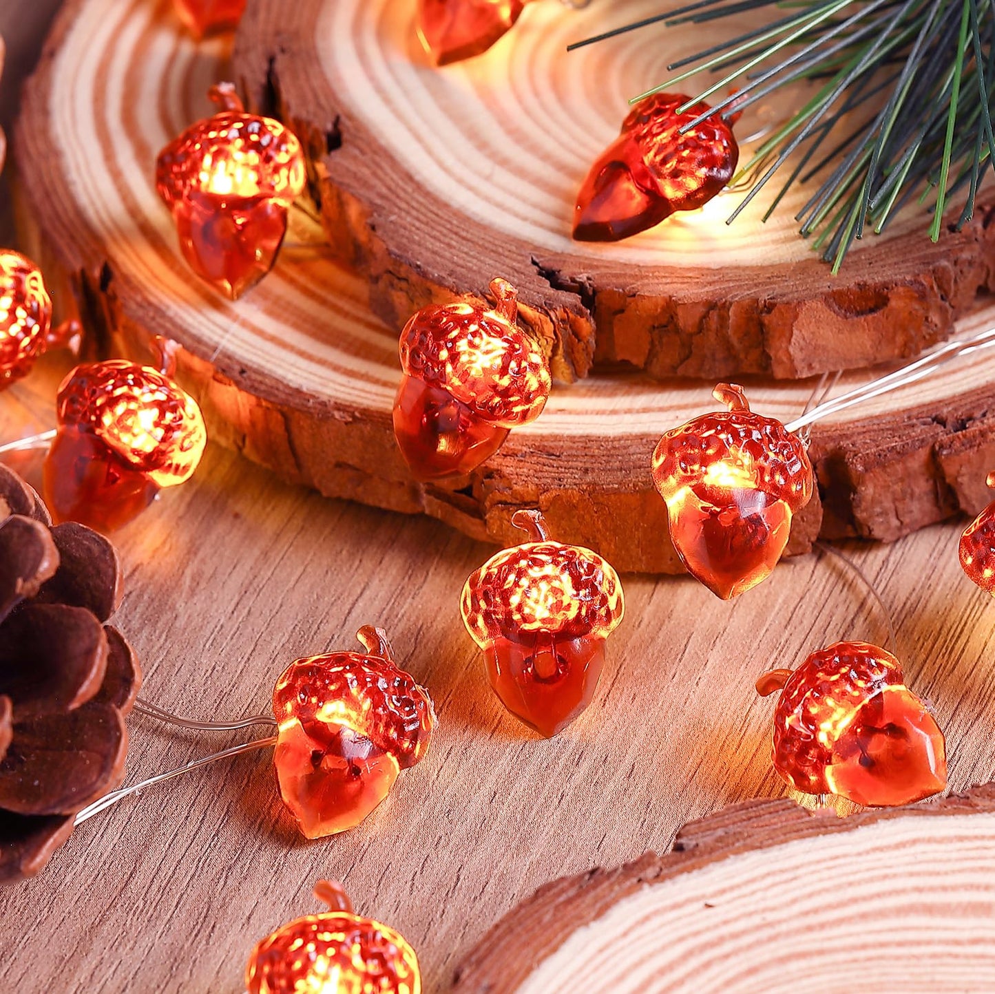 Yoitomehy Thanksgiving Lights Fall Decorations Acorn Lights 30 Leds 10Ft Battery Powered  Fall Decor For Fireplace Farmhouse Autumn Tree Ornaments Home Decor