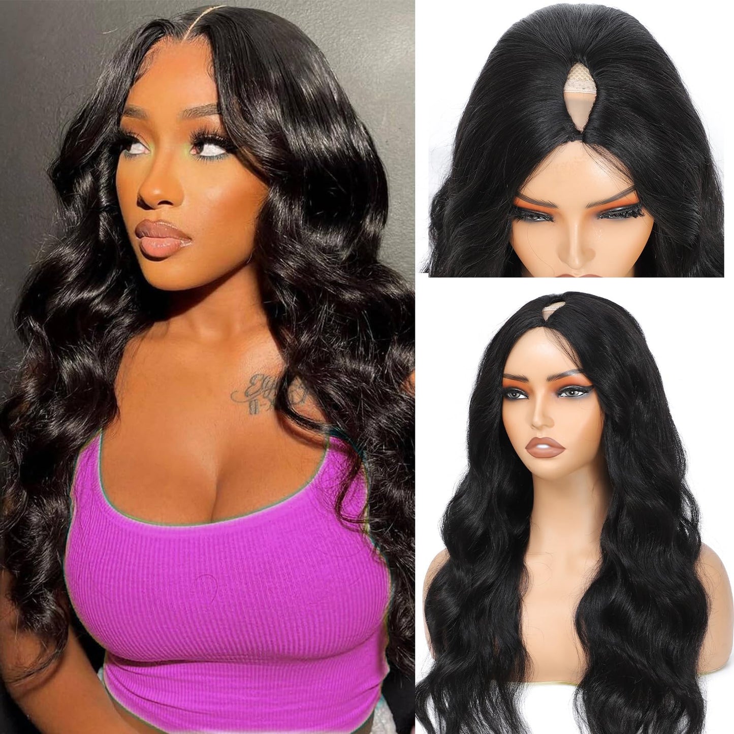 NZINZI V Part Wig Human Hair Body Wave Upgrade U Part Human Hair Wig With Clips Glueless Wigs Human Hair Beginner Friendly 28 In