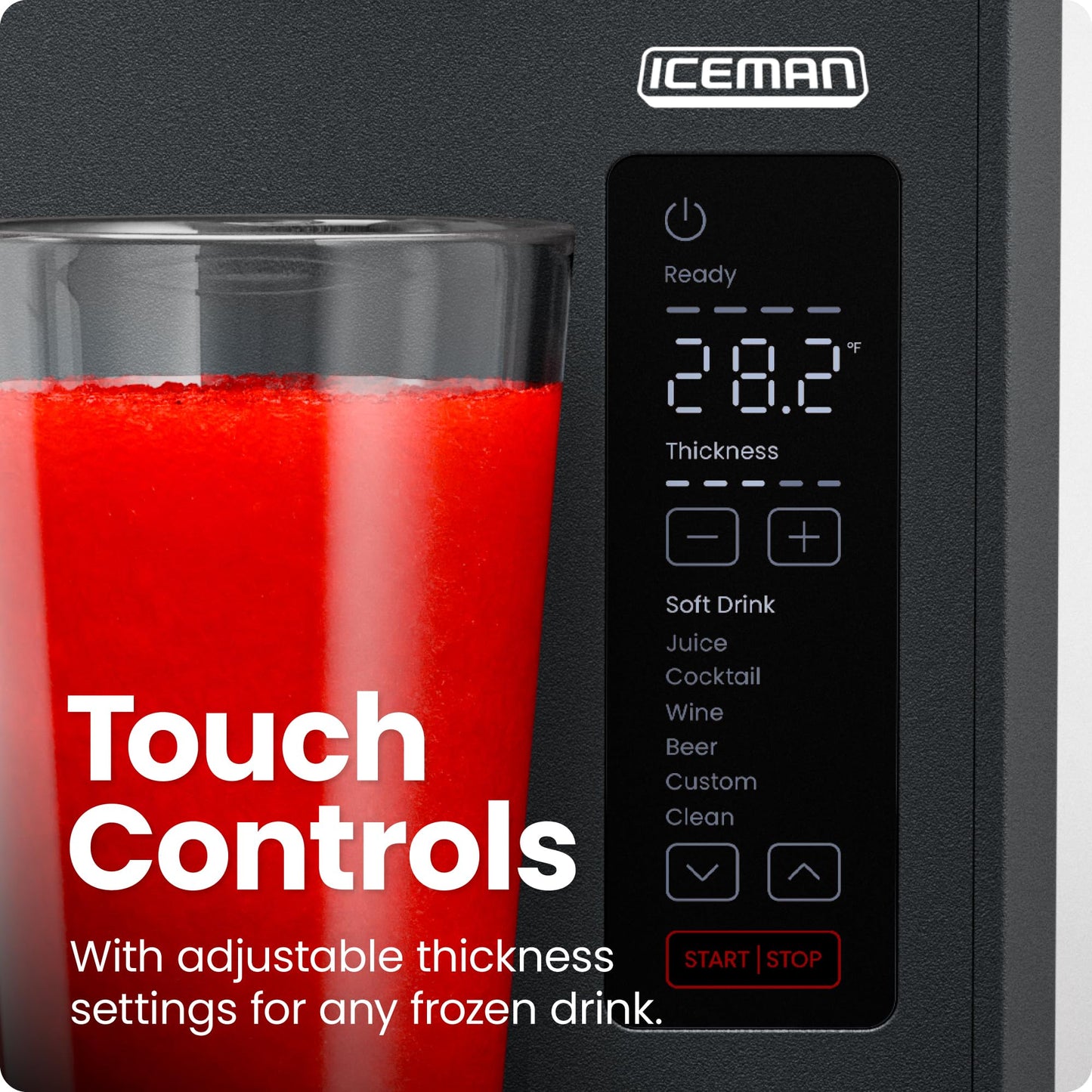 Iceman Slush-Ease Slushie Machine, Frozen Drink Maker & Slushy Machine with 5 Presets + Custom Option, Easy-Dispensing Lever for Frozen Margaritas, Frappes, and Slushies - Black (Renewed)