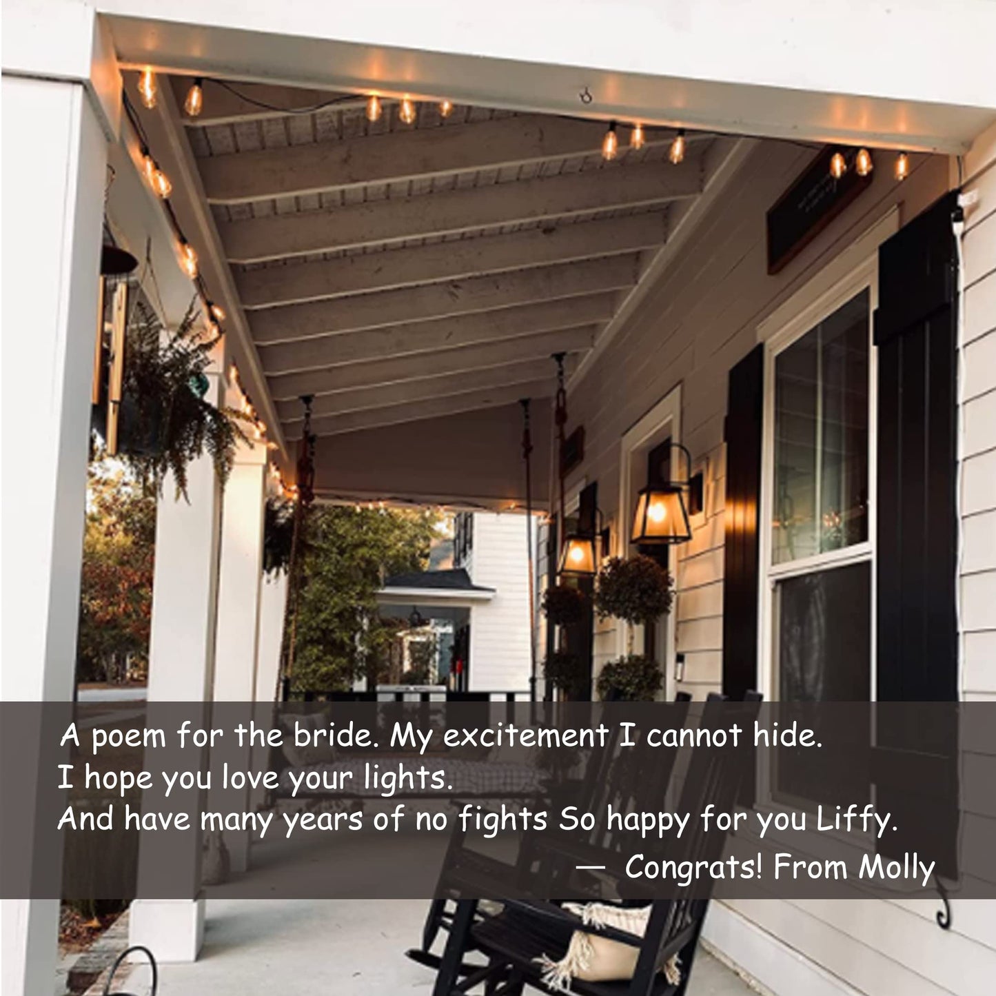 Damaing 50Ft Outdoor String Lights, Waterproof Led Patio Lights With 27 Shatterproof Vintage Bulbs, White Cable, Model Us050025