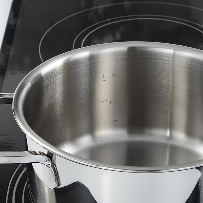BergHOFF Helix 5Pc Cookware Set With Glass Lids Recycled 18/10 Stainless Steel Induction Pots and Pans Scratch-resistant Oven Safe