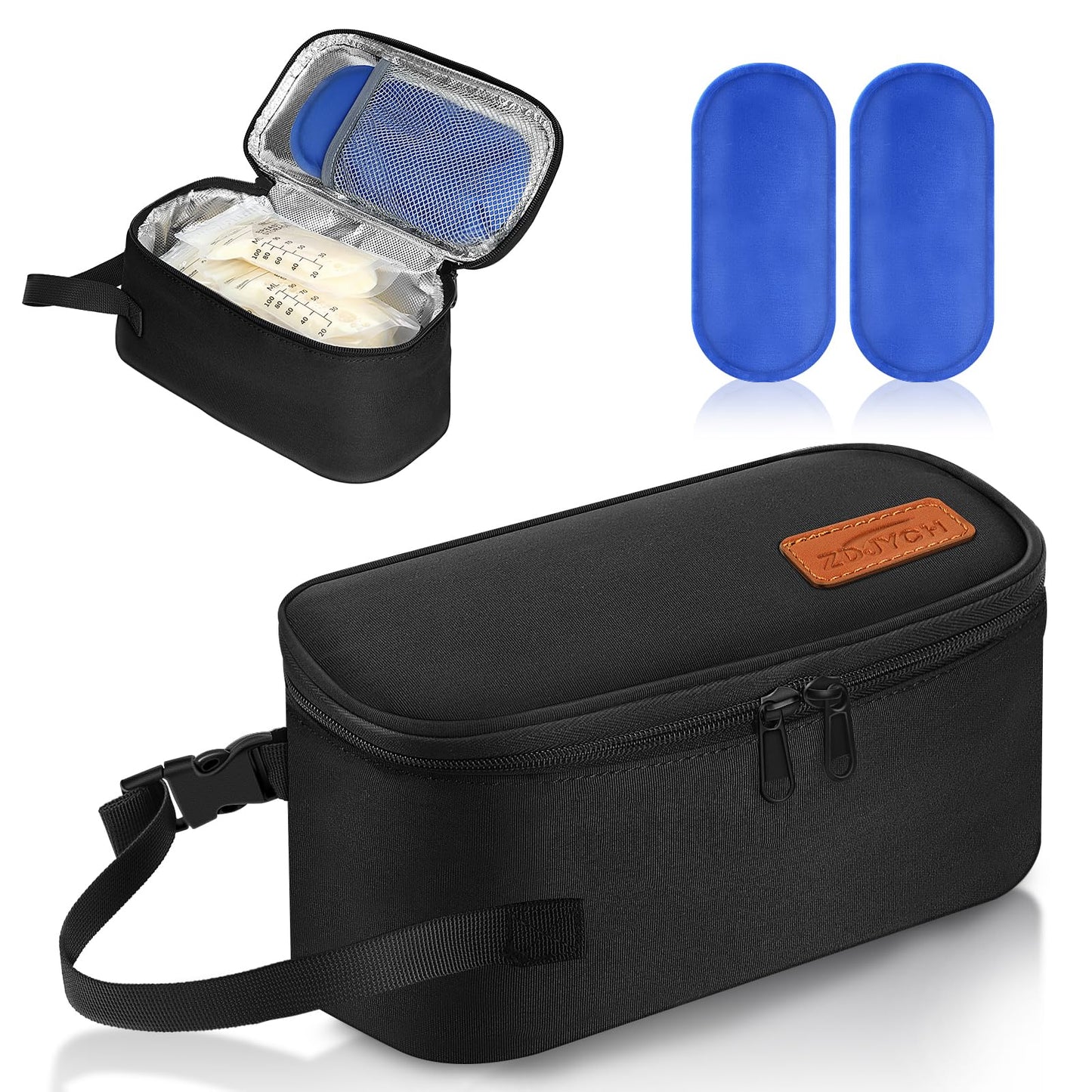 ZDJYCH Breast Milk Cooler Travel Bag,Portable Insulated Bag with 2 Ice Packs,Holds 5-7 Frozen Milk,Fits Narrow Breast Milk Storage Bags, Essential for Nursing Moms Travel/Daycare,Thickened Version