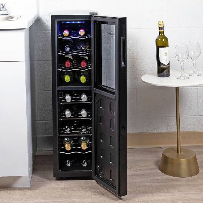 Koolatron 18 Bottle Wine Fridge – Wine Cooler with Glass Door, 1.9 cu. ft (53 L), Beverage Can Refrigerator, Digital Temperature Control/Dual Temperature Zone, Ideal for White, Red, Sparkling Wine