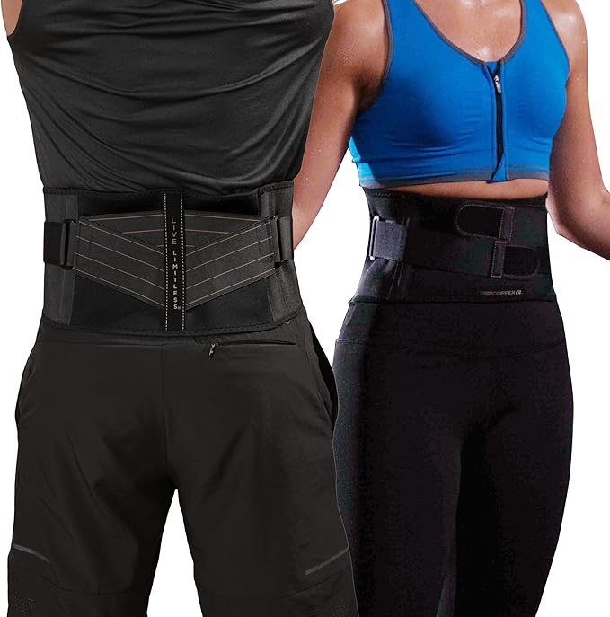Copper Fit Unisex Adult Rapid Relief Back Support Brace with Hot/Cold Therapy, Black, Adjustable