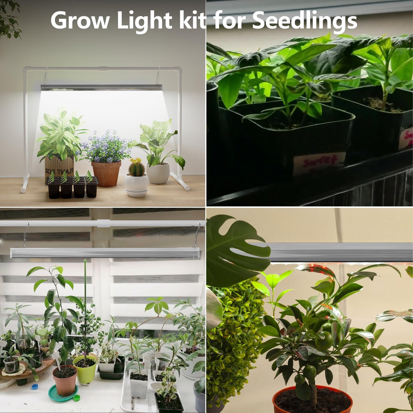 AWLYLNLL Grow Light Kit, Double Tube T5 1.4Ft, Height Adjustable, 5000K White Spectrum, Aluminum Stand, for Seed Starting