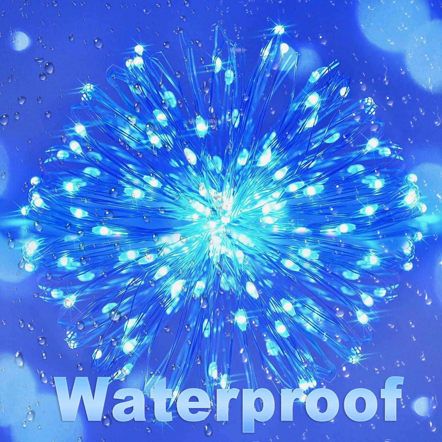 Lomotech Solar String Lights - 200LED Waterproof Fairy Lights, 66ft, Blue, 8 Modes, Outdoor, Patio, Garden, Wedding, Party Decor