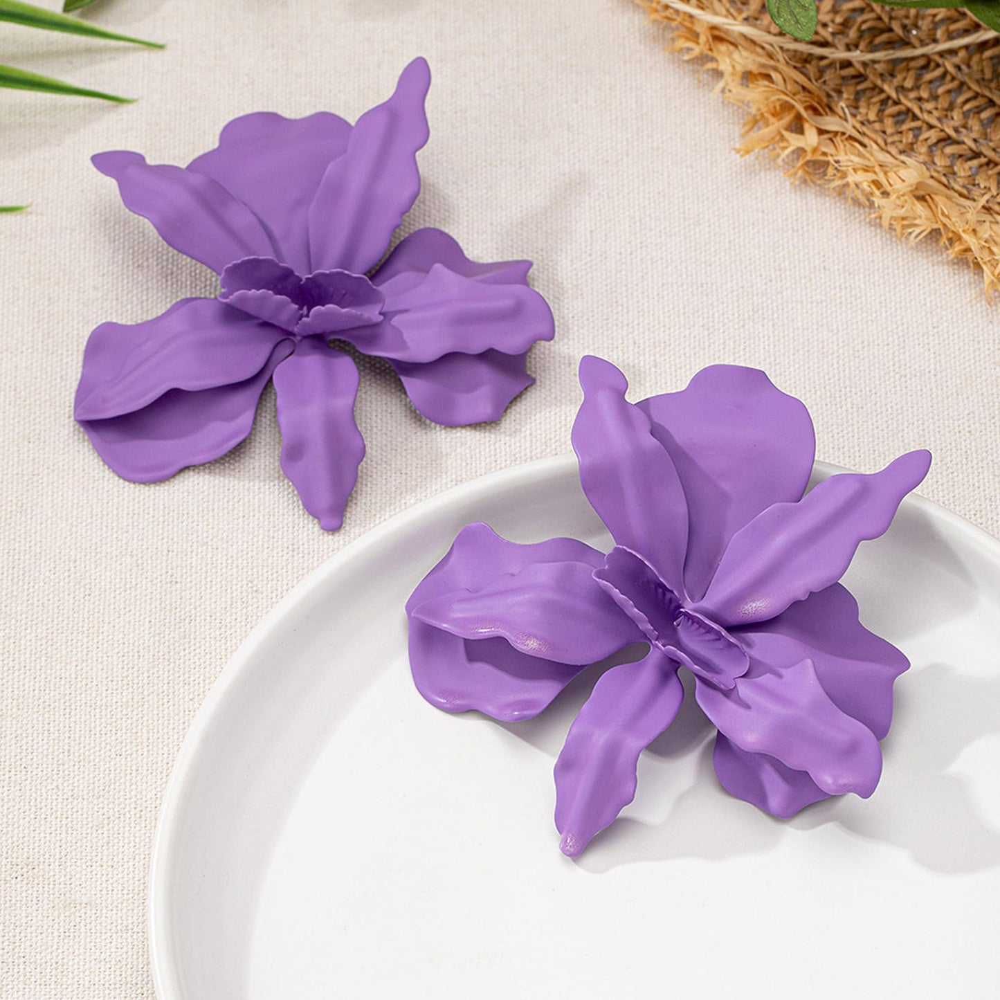 Purple Flower Earrings for Women Large Floral Statement Jewelry Elegant 3D Floral Gift Accessories for Women