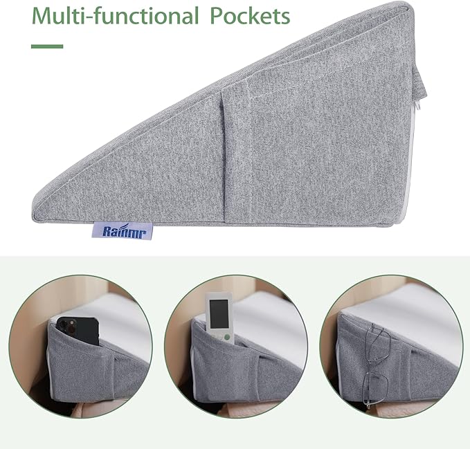 Bed Wedge Pillow for Headboard Queen Size(60"X10"X6"), Comfy Headboard Pillow Wedge for Gap(0-6''), Triangle Mattress Wedge Pillow for Sleeping Reading, Bed Gap Filler for Headboard(Grey)