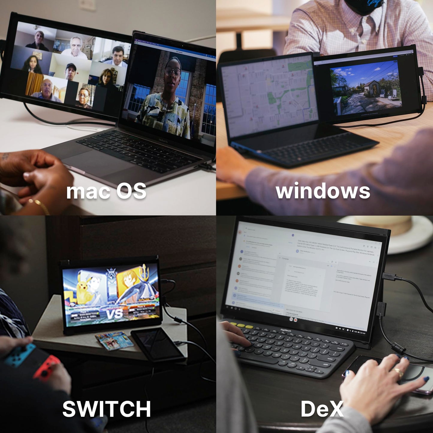 Portable Monitor For Laptops, New Mobile Pixels Duex Plus Ds 13.3 Full Hd Ips Dual Laptop Monitor, Usb C/Hdmi Plug And Play Lapt