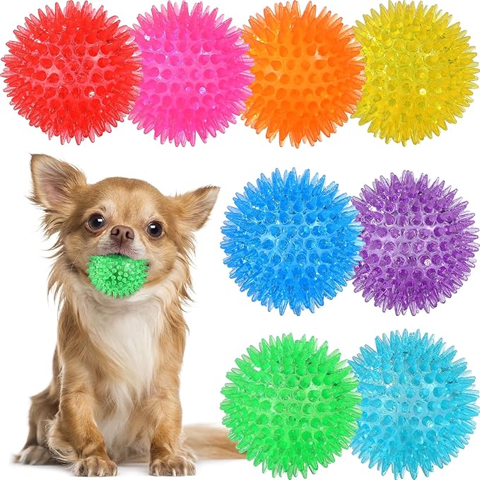 VITEVER 8 Colors 2.5” Squeaky Dog Toy Balls for Small Medium Dogs, Puppy Chew Toys for Teething, Spiky Balls for Small Dog...