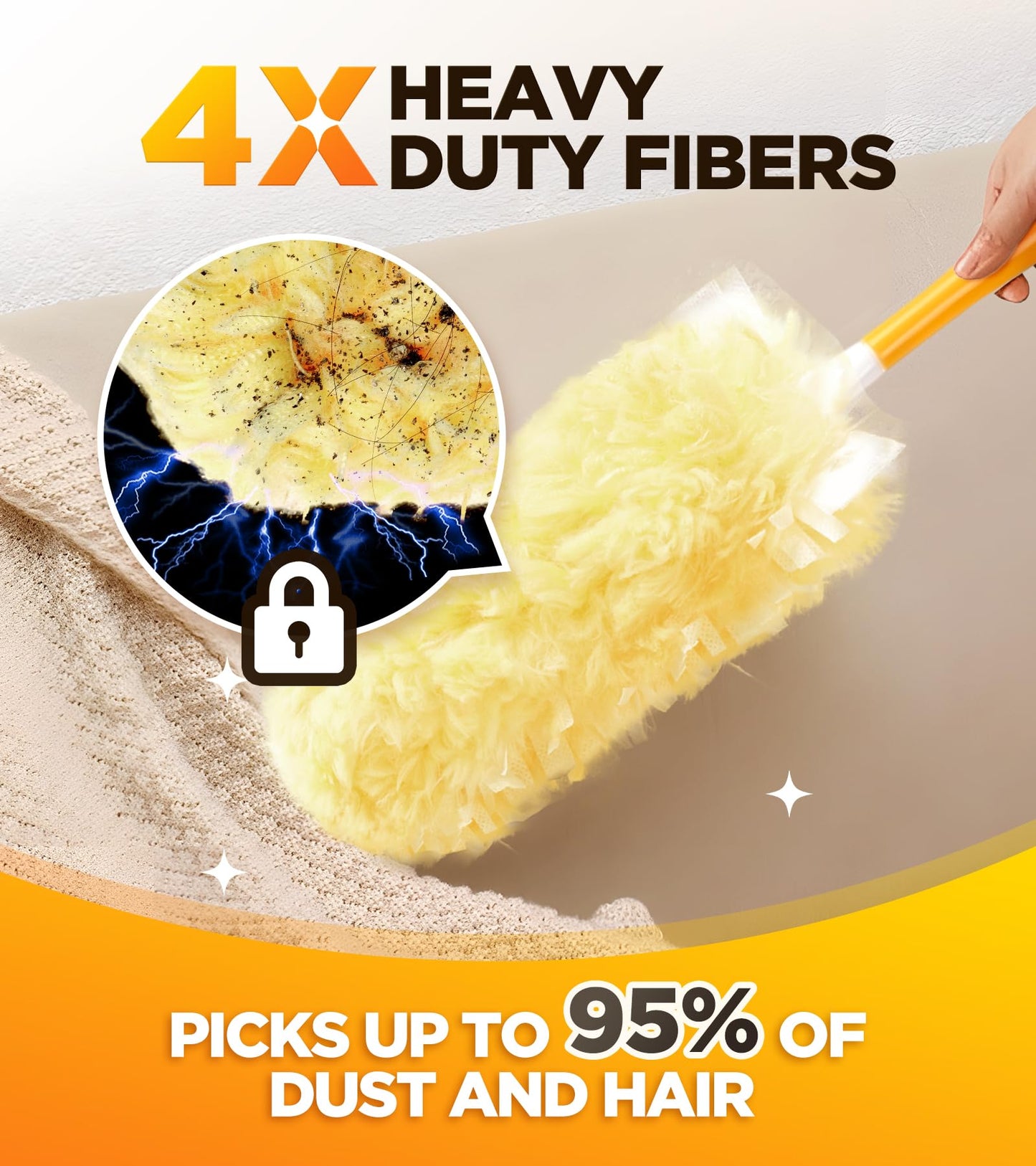 60 Count Heavy Duty Duster Refills for Swiffer, Multisurface 360° Larger Size Dusters with 4X Microfibers, Unscented Disposable Dusters for Cleaning Home, Blinds, Fans, Corners (Only Duster)