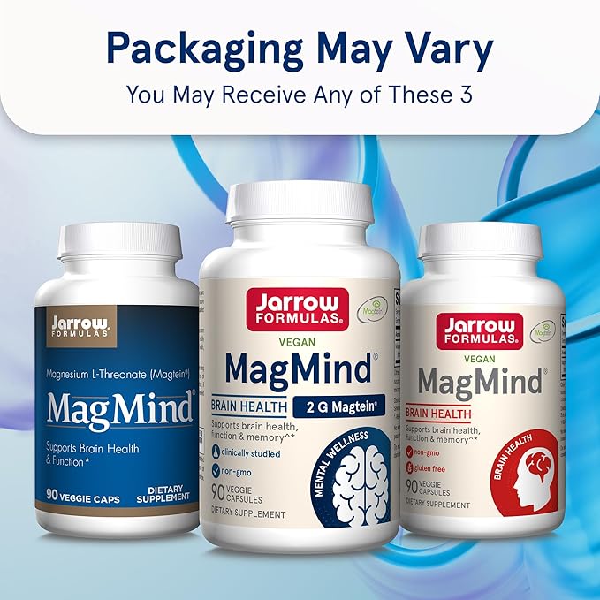 Jarrow Formulas Maximum Strength Methyl B-12 5000 mcg, Dietary Supplement & MagMind Brain Health with Magtein (Magnesium L-Threonate), Dietary Supplement