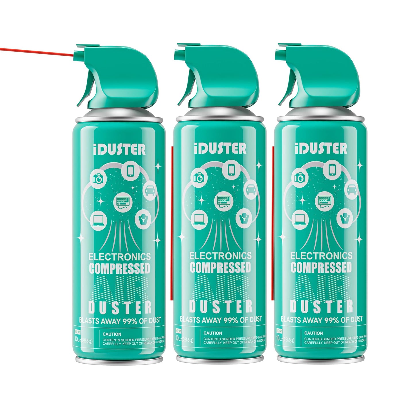 Iduster Disposable Compressed Gas Duster - 10Oz Compressed Air Can, Computer And Keyboard Cleaner, 3 Packs