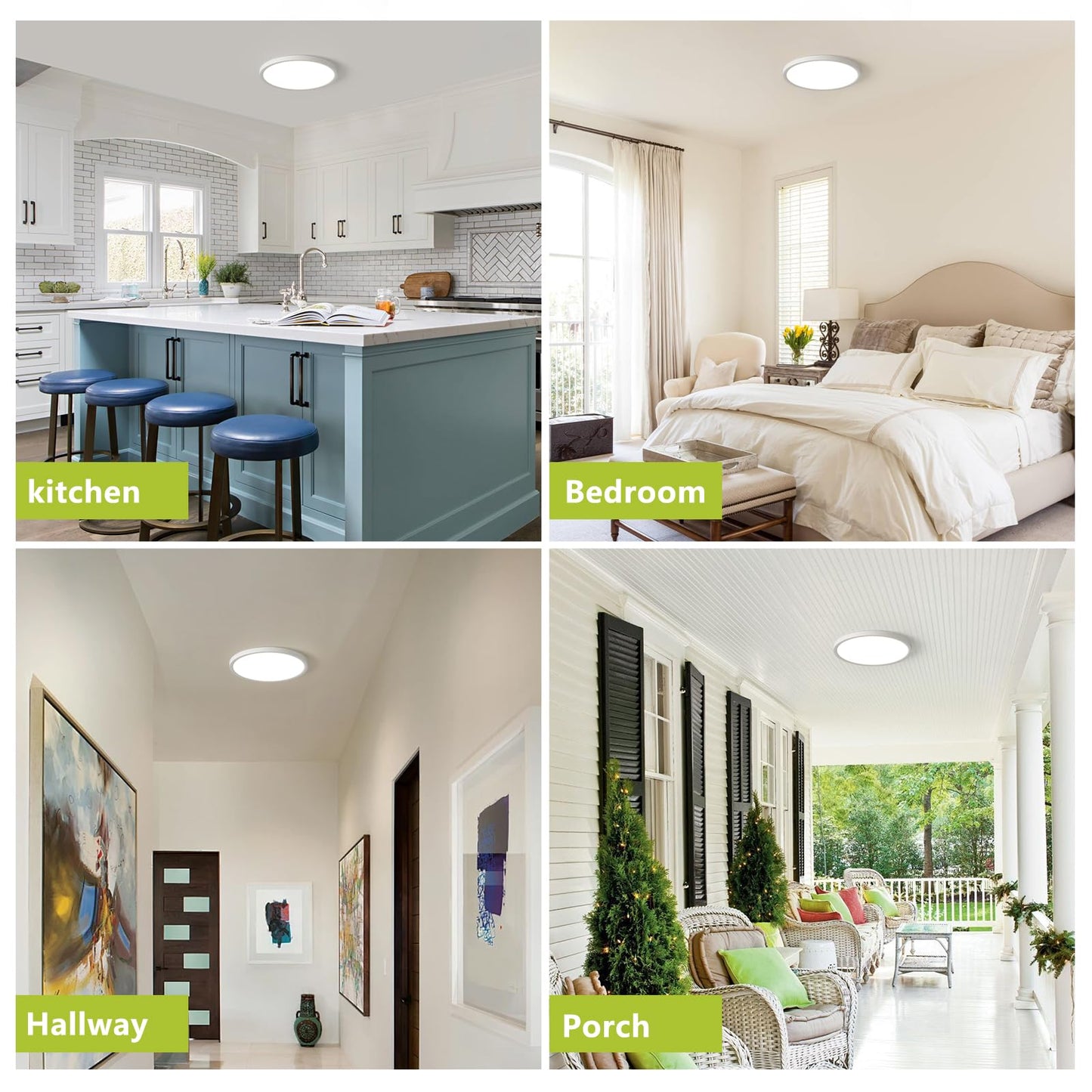 YELIOLED 20in LED Flush Mount Ceiling Light, 4200LM, Dimmable, Adjustable 2700K-6500K, Remote Control, White, Model LA-RC