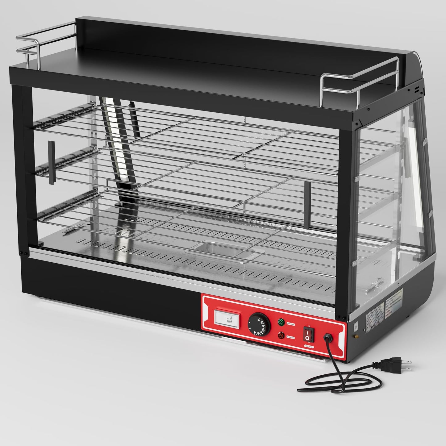 Whalefall Countertop Food Warmer with top Holder, 35 inch Commercial Food Warming Cabinet, tri-Color Lighting, w/Thermometer and Adjustable Thermostat for Cafeteria Kitchens Restaurants