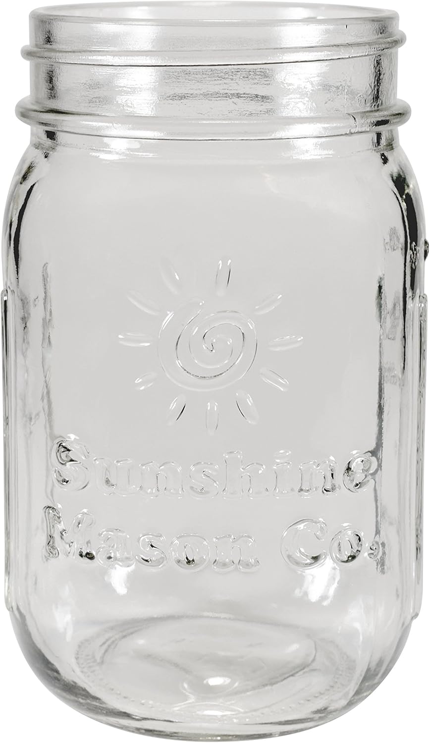 Pint Sized Glass Mason Jars with Hanger Handles Set of 12
