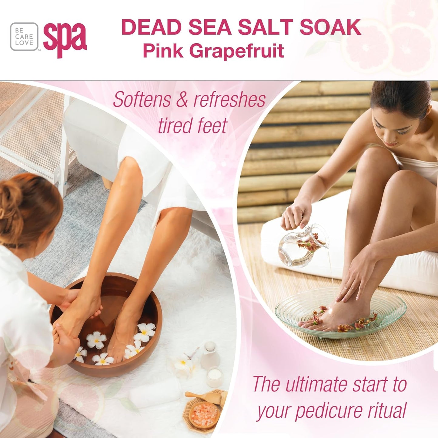 Be Care Love Spa: BCL SPA Energizing Pink Grapefruit Dead Sea Salt Soak with Organic Pink Grapefruit and Organic Argan Oil Made In USA 16 oz